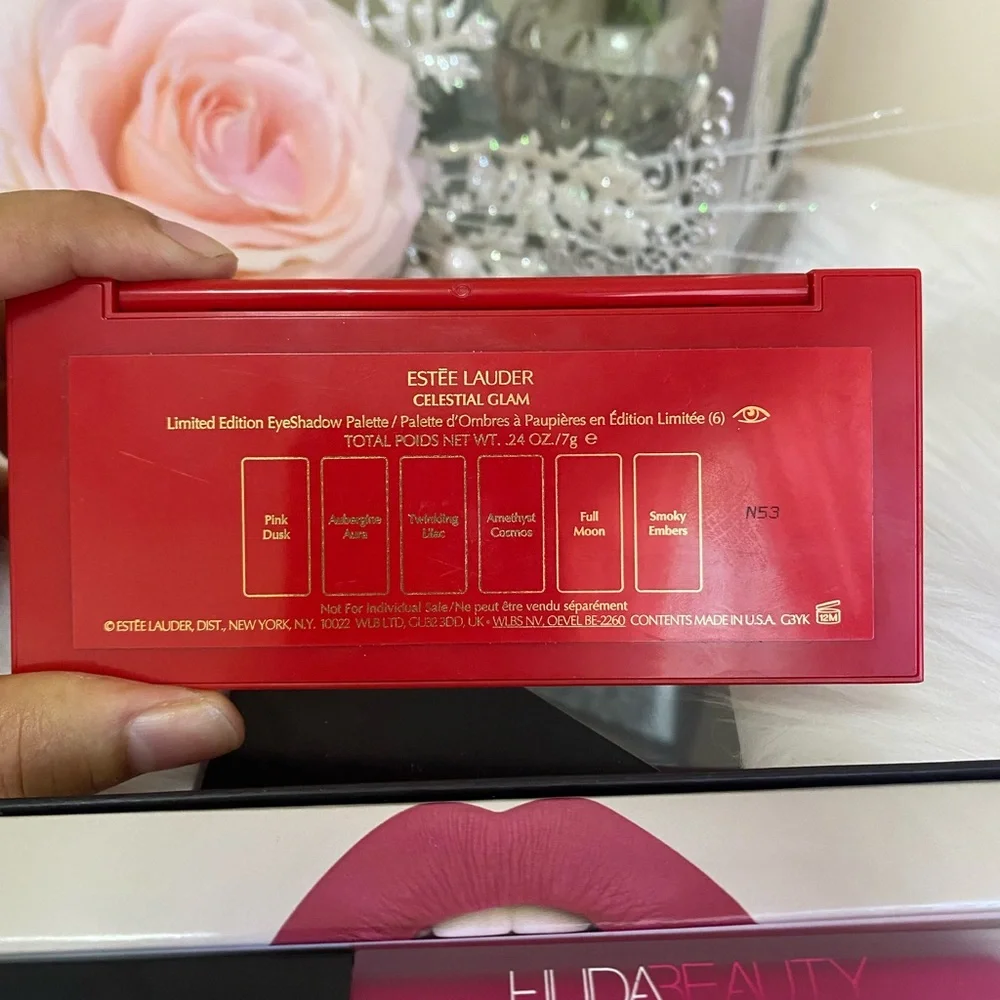 ESTEE LAUDER CELESTIAL GLAM MINI EYESHADOW PALETTE AND JUDA BEAUTY LIPSTICK